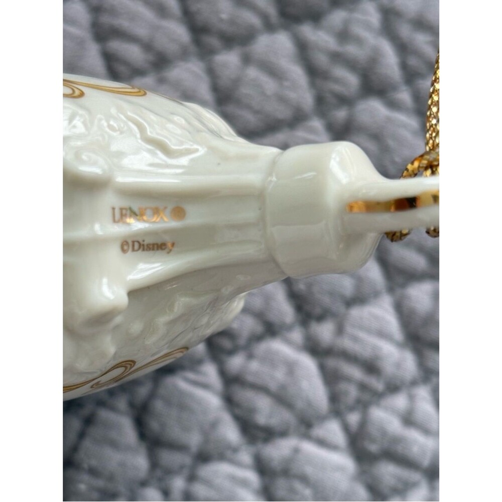 Disney Vintage 2000 Lenox Mickey Minnie Christmas Ornament Porcelain Gold Trim - Picture 4 of 5